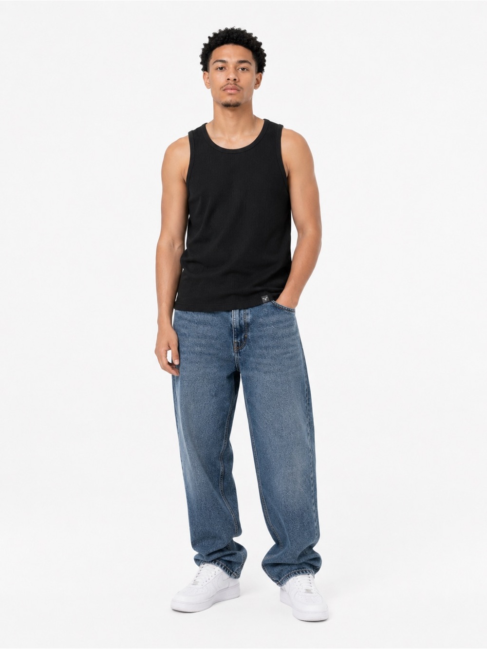 MPG Black Ribbed Tank Top Men’s Small Loose Fit Minimal Basic Streetwear